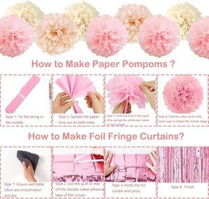 Ensemble de décorations de fête d'<span class=keywords><strong>anniversaire</strong></span> Boho Daisy pour femmes, bannière <span class=keywords><strong>Joyeux</strong></span> <span class=keywords><strong>Anniversaire</strong></span> fleurie, rideau à franges rose pour la fête - Product Image 6