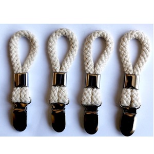 Attaches-serviettes suspendues en métal avec boucle en coton tressé et <span class=keywords><strong>pince</strong></span> métallique <span class=keywords><strong>pour</strong></span> salle de bain - Product Image 3