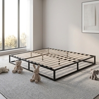 Cadre de lit en métal surélevé avec barrière anti-humidité intégrée, taille Queen, avec rangement, lit mezzanine multifonctionnel en métal pour appartement compact
