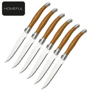 Nuova Collezione di <span class=keywords><strong>Coltelli</strong></span> da Bistecca in Acciaio Inox con Lama <span class=keywords><strong>a</strong></span> Motivo Damascato Laser, Coltello Laguiole e Manico Personalizzato in ABS Lucido - Product Image 5