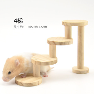 Solid Wood Staircase For Hamster Pine 3 <b>Steps</b> Climbing <b>Ladder</b> <b>Small</b> Animal Toy - Product Image 5