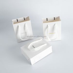 15x6x20cm <b>Small</b> <b>White</b> Luxury Gift Paper Shopping <b>Bag</b> for Jewelry Custom Printed with Ribbon Handle Multiple Sizes Available - Product Image 3