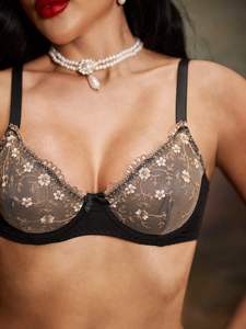 Lingerie sexy en dentelle transparente de haute qualité de style français, soutien-gorge et culotte érotiques pour femmes, lingerie intime, ensemble de 2 pièces - Product Image 4