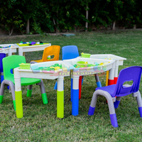 Ensemble Table et Chaises de Jeu en Plastique Sûr et Coloré pour Enfants, DIY, Idéal pour les Fêtes et le Jeu