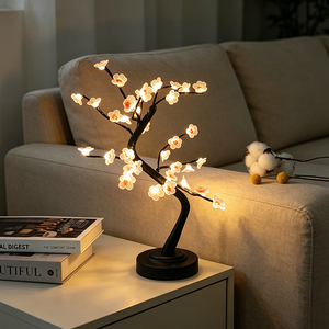 Decorative 45cm Cherry Blossom LED Tree Lamp, 36 Warm White <strong>Lights</strong> Tabletop Bonsai Tree <strong>Light</strong> <strong>with</strong> 6h <strong>Timer</strong> - Product Image 4