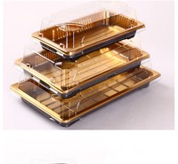Récipient alimentaire à sushi doré Rectangle forme recyclé boîte d'emballage de sushi à emporter boîte salade alimentaire conteneur à emporter Conta