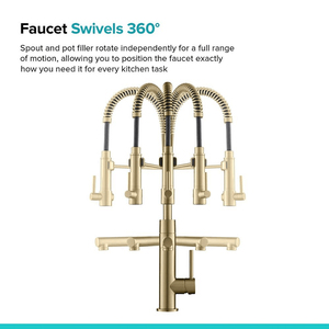 Homedec grifo de cocina preaclarado de lujo, grifo de fregadero de cocina de arco alto con boquilla de resorte extraíble y relleno de macetas, oro cepillado - Product Image 5