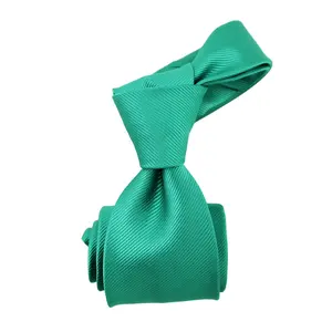 Gravata masculina em microfibra e poliéster jacquard tecido gorgorão cor sólida personalizada verde esmeralda para homens China atacado