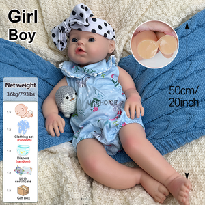 Muñecas Bebé <span class=keywords><strong>Reborn</strong></span> de Silicona Realista de 50 cm, Muñeca de Silicona Suave con Boca Abierta y Chupete, Bebé Recién Nacido Realista de 20 Pulgadas con Función de Beber y Mojar - Product Image 3