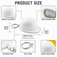 Porte-clés Casque de Sécurité Miniature Personnalisé avec Logo – Décapsuleur Promotionnel en Forme de Casque de Chantier – Outil de Camion en Plastique Personnalisable avec Logo