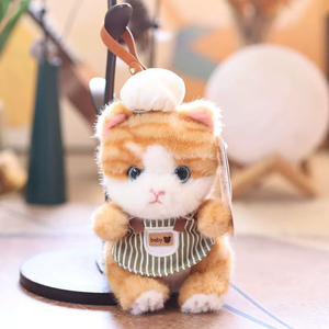 Cute Chef Kitten Plush Toy Keychain Pendant with PP Cotton Filling Unisex Accessories - Product Image 4