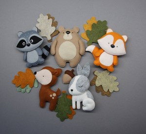 <strong>Felt</strong> Woodland <strong>Animals</strong> Stuffed <strong>Felt</strong> <strong>Animal</strong> Ornaments for Baby Toy Room Decoration - Product Image 1