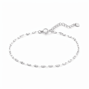 <b>Tiny</b> Curved <b>Lip</b> White PT950 Ultra Slim Wrist Cord Unisex Subtle Daily Layering Minimal Gloss Platinum Wrist Trinket Gift - Product Image 1