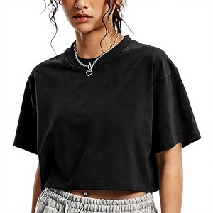 Camisetas Cortas de Algodón 100% para Mujer con Logo OEM Personalizado, Cuello Redondo, Manga Corta, Ajuste Holgado, Estilo Básico para Verano 2026 - Product Image 3