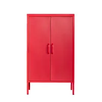 Cabinet Red Color Steel Cupboard Living Room Metal Storage Cabinet With Standing Leg