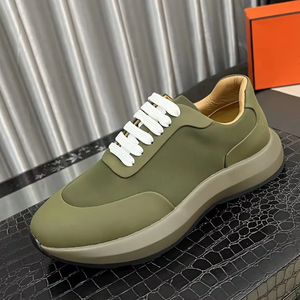 Zapatillas de Lujo con Cordones de Cuero Genuino de Alta Calidad, Zapatillas Deportivas de Diseño Moderno con Suela Gruesa Antideslizante - Product Image 3