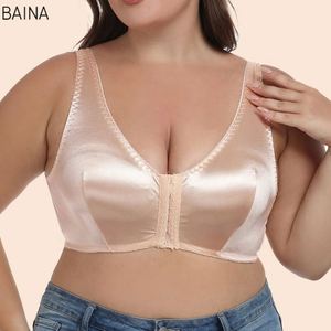 Sujetador estilo camisón de satén con cierre frontal para mujer, talla grande, ultrafino, sin esponja, lencería íntima europea y americana - Product Image 1