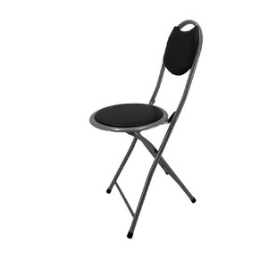 Silla Plegable con Asiento Redondo, Cojín Negro, Estructura de Acero, Portátil, para Uso en Interiores y Exteriores - Product Image 1