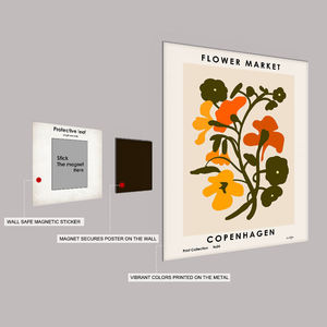 Vente chaude Jardin Style Métal Impression Couloir Mur Art Décor Marché Aux <span class=keywords><strong>Fleurs</strong></span> <span class=keywords><strong>Botanique</strong></span> Étain Impression Aimant Monté En Métal Art Affiche - Product Image 1
