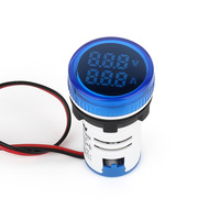 Indikator LED bulat 22mm, Voltmeter tampilan Digital Ampere voltase Meter dengan lampu Pilot
