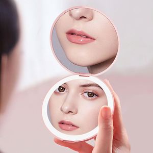 Double Sided Fold Portable Mini Pocket Vanity <b>Mirror</b> With LED Lights Makeup <b>Mirror</b> Round Compact <b>Mirror</b> Cosmetic - Product Image 4