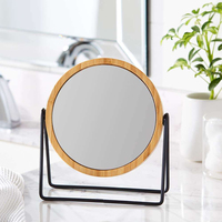 Loupe moderne faite à la main avec cadre en bois, miroir à angle réglable, support adapté pour la salle de bain et l'école