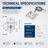 Sensor de Peso de Microcelda de Carga Plana y Delgada de Puente Completo de 4 Hilos, Miniatura, 5kg 10kg 20kg 30kg 50kg 75kg 100kg 150kg