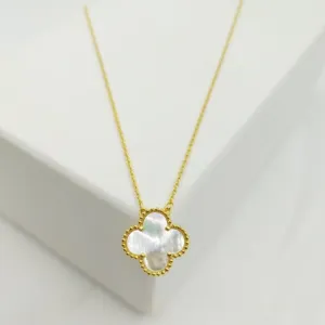 Vente en gros de trèfle classique design de luxe chaîne en or 18 carats bijoux à la mode collier charme S925 argent sterling pour les femmes