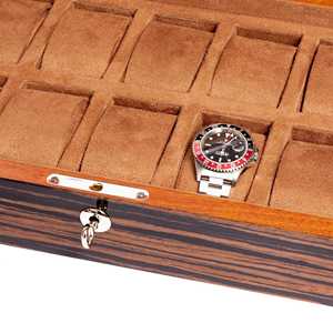 Boîte de rangement de luxe OEM en bois pour montres, avec doublure en cuir véritable, écologique, personnalisable, fermeture à bouton rectangulaire pour accessoires de montres - Product Image 5