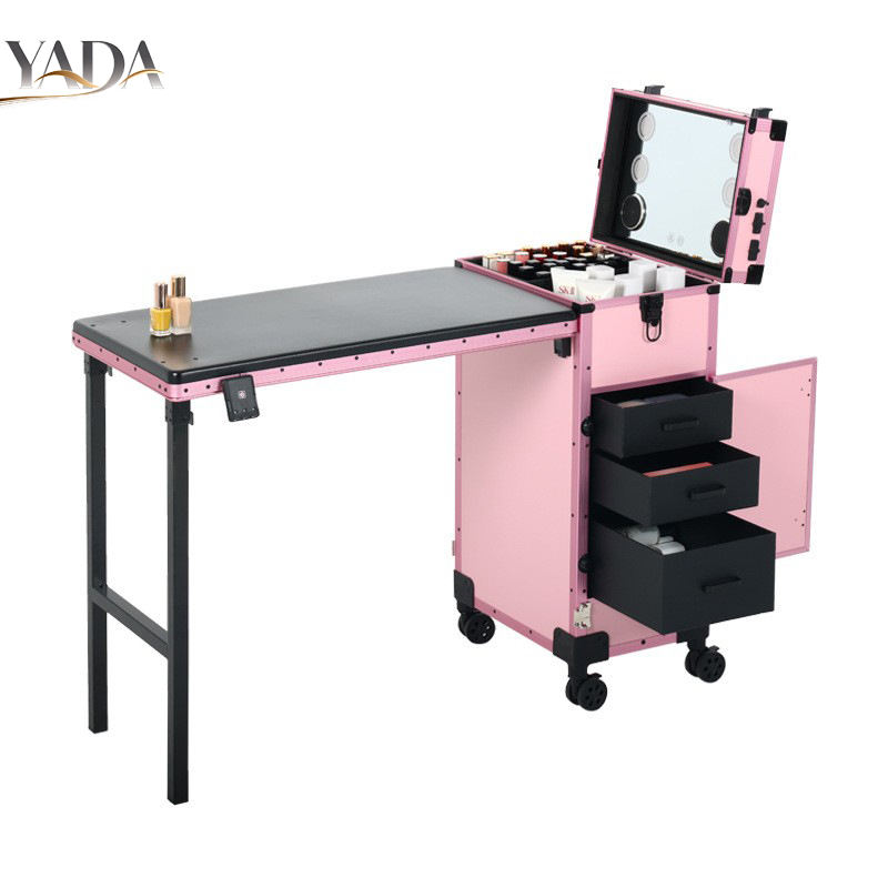 Stainless Steel Makeup Vanity Cabinet LED Light Multi-layer Tool ...