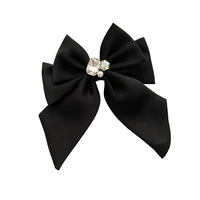 Grandes pinces à cheveux en tissu satiné avec strass, longue queue de ruban, pinces à cheveux pour filles et femmes
