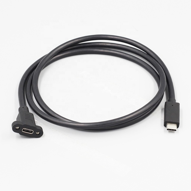 USB C Panel Mount Cable Type C Male to Female with Screw Lock USB-C Extension Cord