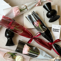 Qibai Goud Bloemen Mouw Wrap Pvc Rozen Bloem Cadeau Tas Enkele Roos Verpakking Bloemenmouwen Voor Rozen Valentijnsdag