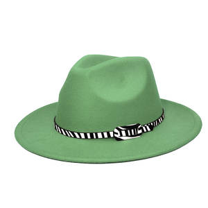 <span class=keywords><strong>Chapeau</strong></span> Fedora unisexe de style européen et américain, printemps et automne, style jazz, large bord, décoratif, rayures zébrées, ceinture, fête, quotidien, extérieur - Product Image 3