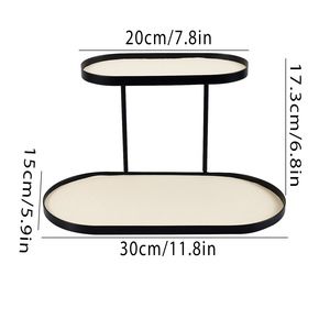 Two Tier Jewelry Organizer Metal Stand With Necklace Holder And Bracelet Tray For Bedroom <b>Dressing</b> <b>Table</b> <b>Storage</b> - Product Image 4