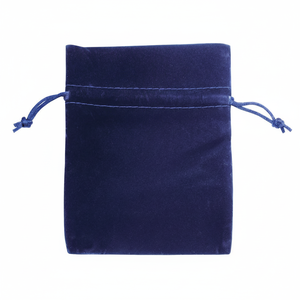 Sacchetto in Velluto Blu Scamosciato 170x180 mm Riciclabile con Logo Ricamato/Stampato e Coulisse per Caramelle, Gioielli, Orologi, Collane, Gemme, Regali - Product Image 2