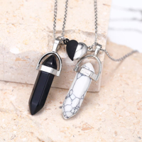 Nouveau Collier Pendentif en Pierre Naturelle Améthyste pour Couple, Forme Balle, Pierres Saines, Cœur, Soleil, Étoile, Aimant, pour Meilleur Ami
