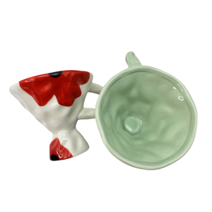 Tasse à dessert en céramique de style européen, irrégulière, motif floral, tasse à café en céramique, coupe à glace sur pied haut - Product Image 5