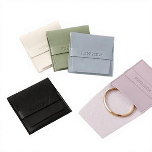 Custom Logo PU Leather Envelope Jewelry Pouch Luxury Jewelry Packaging Bag for Rings Bracelets Necklaces Earrings 8x8cm - Product Image 1