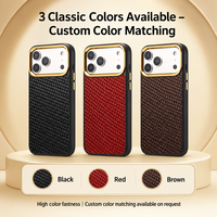 Étui de téléphone en cuir de vachette véritable tressé pour iPhone 17 18 avec support pour clé AI et double trou pour cordon, coque de protection professionnelle