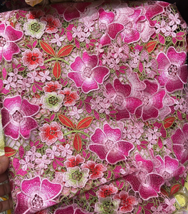 アフリカ100% ポリエステルギプールコードレース生地5ヤードビンテージ花柄刺繍ブライダルホワイト色花柄コードレース - Product Image 6