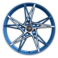 Flow Forming 5 Holes Car Rims PCD114.3 Diamond Blue Machine Face Alloy Wheels
