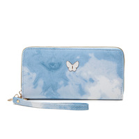 Nouveau Portefeuille Horizontal Portable en PU à Dégradé de Couleurs, Sac à Main Tendance pour Femme avec Étiquette Papillon Décorative