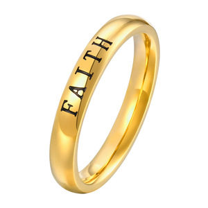 Anello minimalista in acciaio inossidabile PVD placcato <span class=keywords><strong>oro</strong></span> 18K moda <span class=keywords><strong>fede</strong></span> amore inciso matrimoni anelli gioielli anniversario - Product Image 5