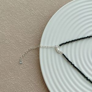 Dylam Specially Design S925 Silver Rhodium Plated <b>Small</b> Bead Beaded Black Onyx Crystal Pearl Pendant <b>Necklace</b> for Women Girls - Product Image 5