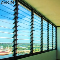 Fenêtre à persiennes ventilées modernes personnalisées ZEKIN, cadre en aluminium, verre trempé, volet en verre réglable, en vente