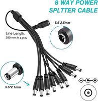 Alimentation pour caméra de sécurité, adaptateur secteur 12V pour caméras et système de surveillance CCTV DVR avec câble séparateur 8 voies
