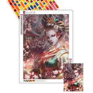5d DIY Diamante Pintura Retrato Sakura Mulher Japonesa AB Diamante Pintura Kit de Broca Completa