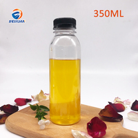 Bouteille de boisson en plastique ronde transparente de 250 ml, 350 ml, 500 ml, 1000 ml avec bouchon à vis anti-vol, fournie par l'usine
