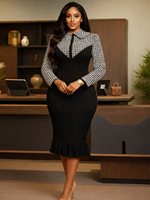 Robe ajustée et polyvalente, robe de bureau grande taille, élégante, avec double rangée de boutons, robe professionnelle pour le bureau